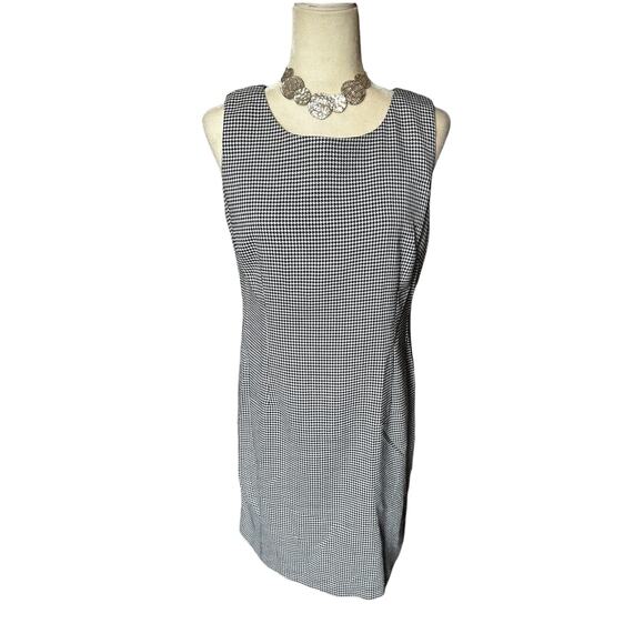 🌻 4/$25. Chadwicks of Boston Houndstooth Black & White heath Dress - Size 10P - Picture 1 of 6